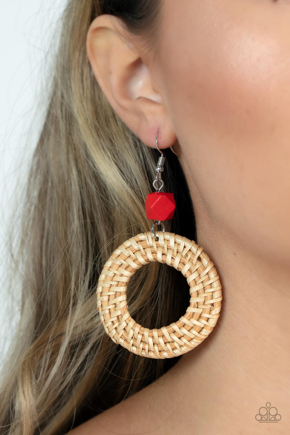 Paparazzi - Wildly Wicker - Red Earrings #1922