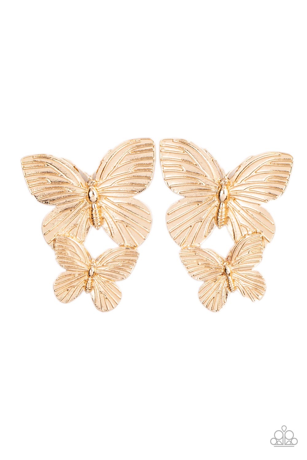 Paparazzi - Blushing Butterflies - Gold Earrings   #1827