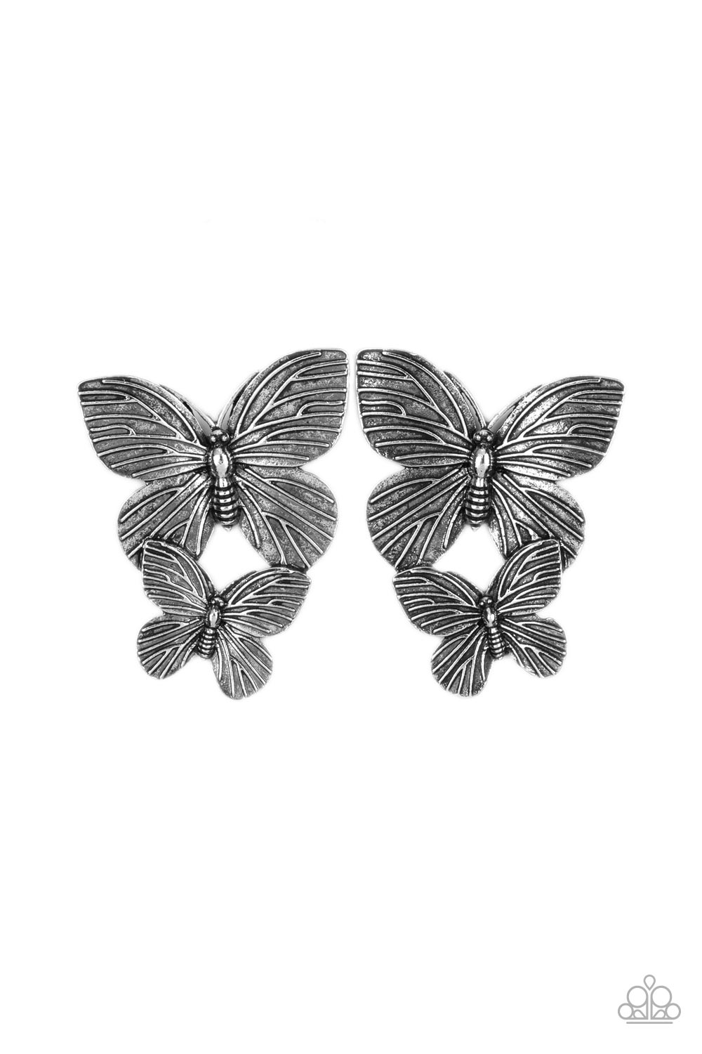 Paparazzi - Blushing Butterflies - Silver Earrings  #1842