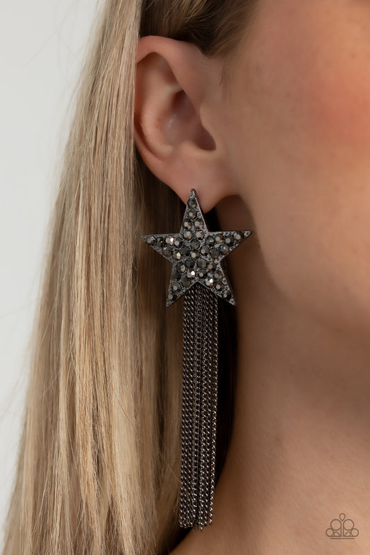 Paparazzi - Superstar Solo - Black Earrings #1910