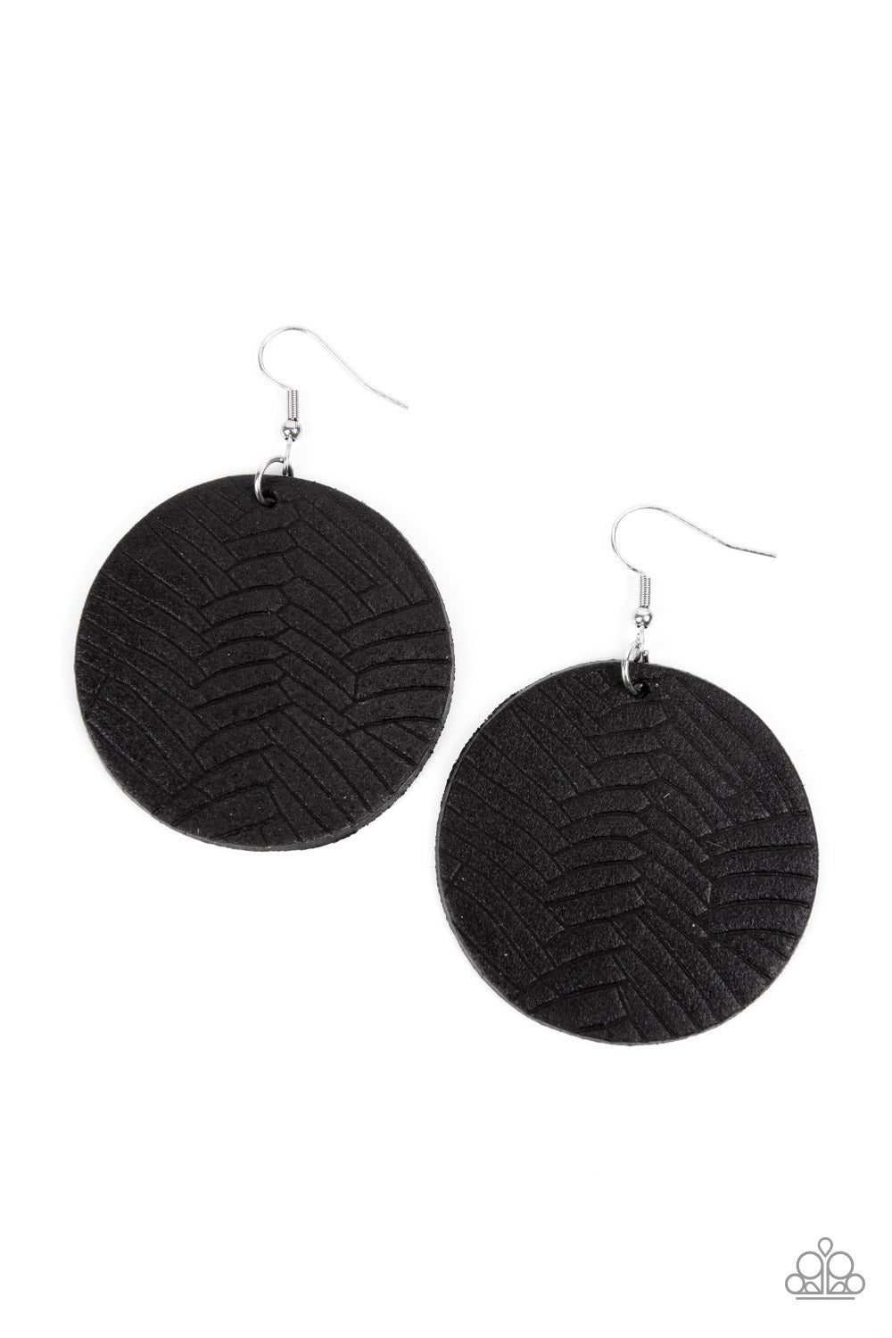 Paparazzi - Leathery Loungewear - Black Earrings  #2201