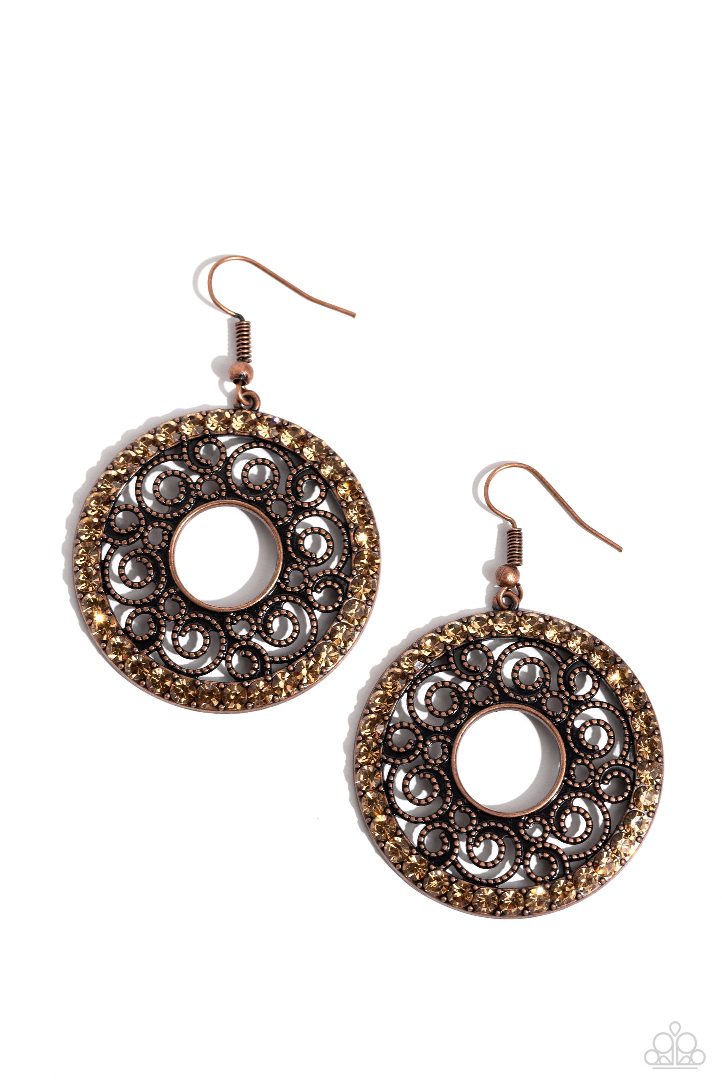 Paparazzi - Whirly Whirlpool - Copper Earrings #2250