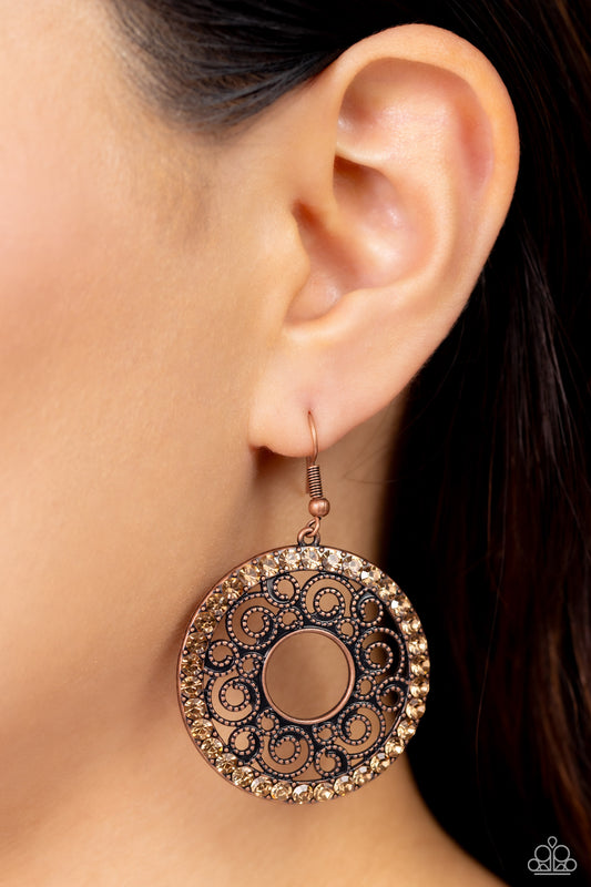 Paparazzi - Whirly Whirlpool - Copper Earrings #2250