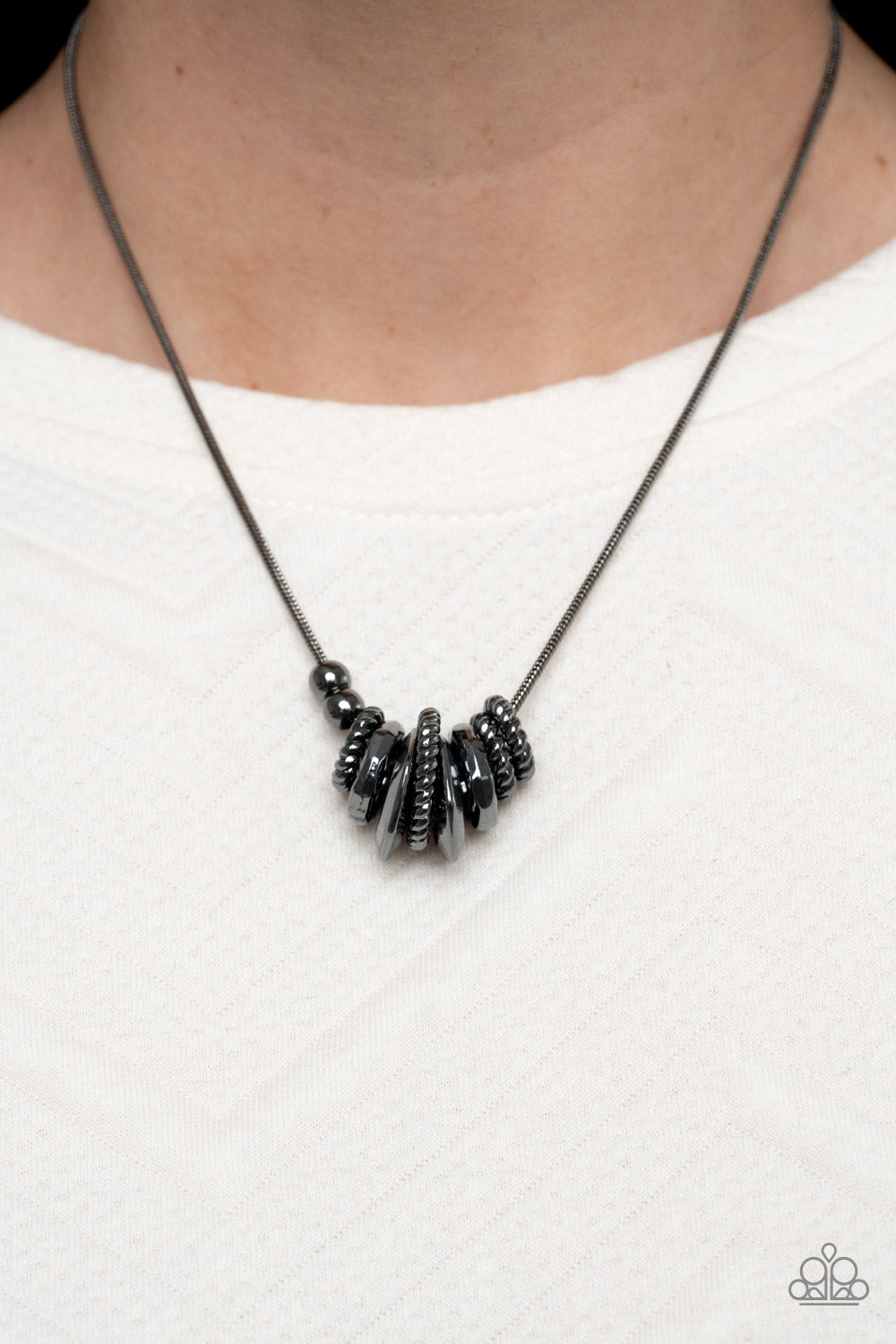 Paparazzi - Mechanical Mischief - Black Necklaces  #1453