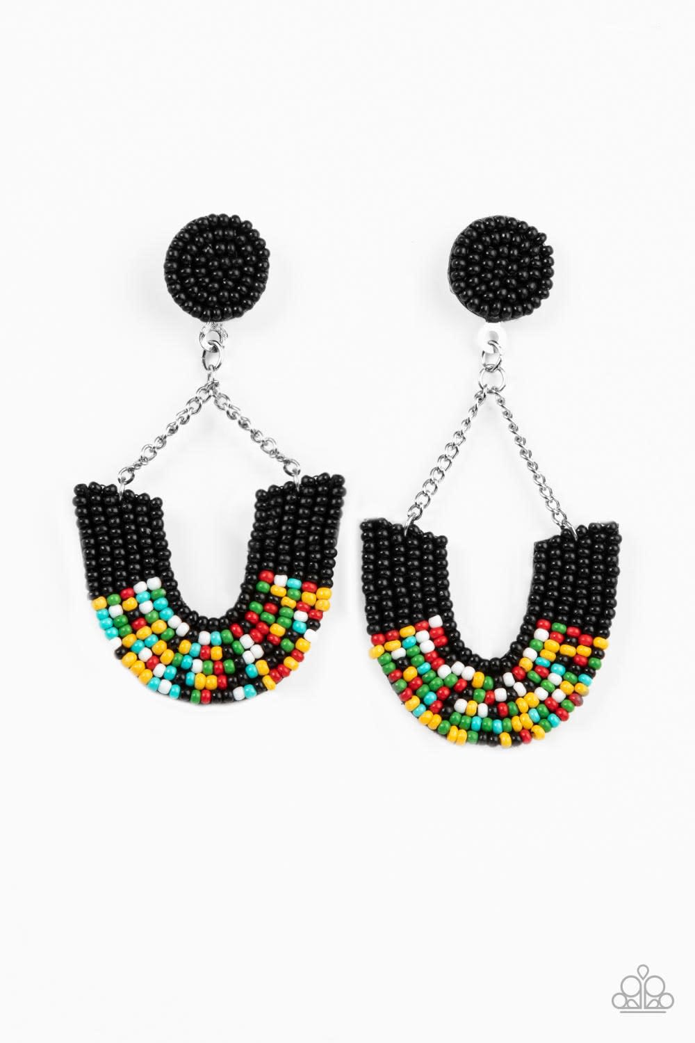 Paparazzi - Make it RAINBOW - Black Earrings  #1768