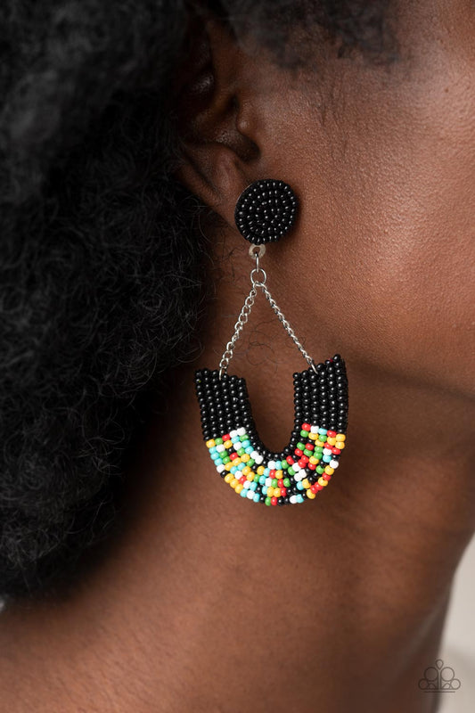 Paparazzi - Make it RAINBOW - Black Earrings  #1768