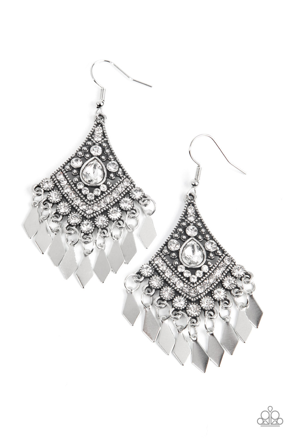 Paparazzi - Indie Iridescence - White Earrings #2211