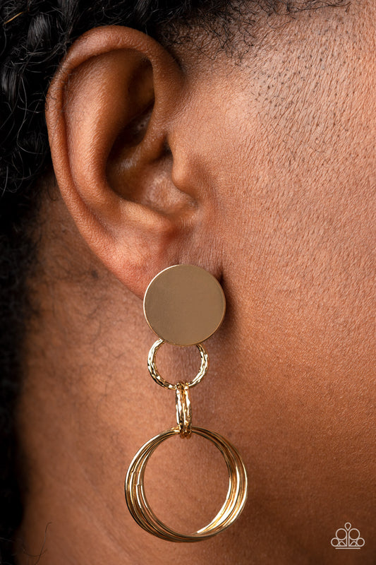 Paparazzi - Industrialized Fashion - Gold Earrings #2095