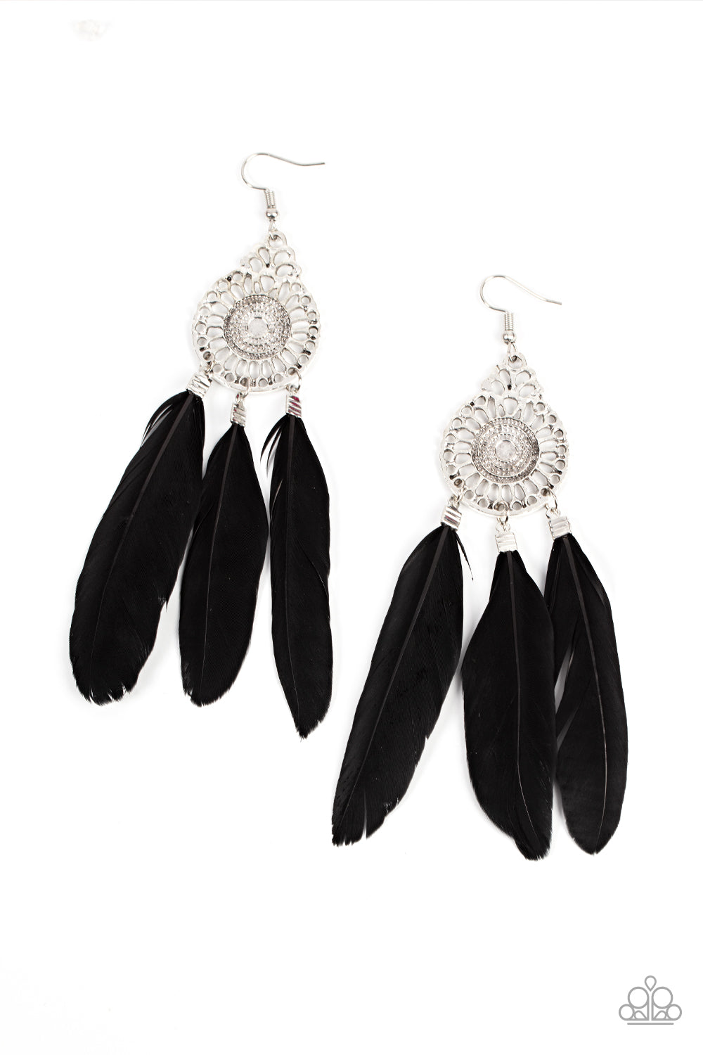 Paparazzi - Pretty in PLUMES - Black Earrings  #1891