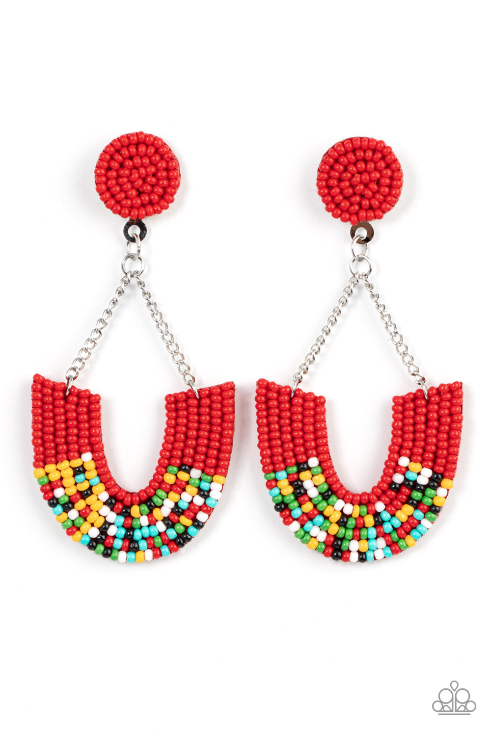 Paparazzi - Make it RAINBOW - Red Earrings  #1740