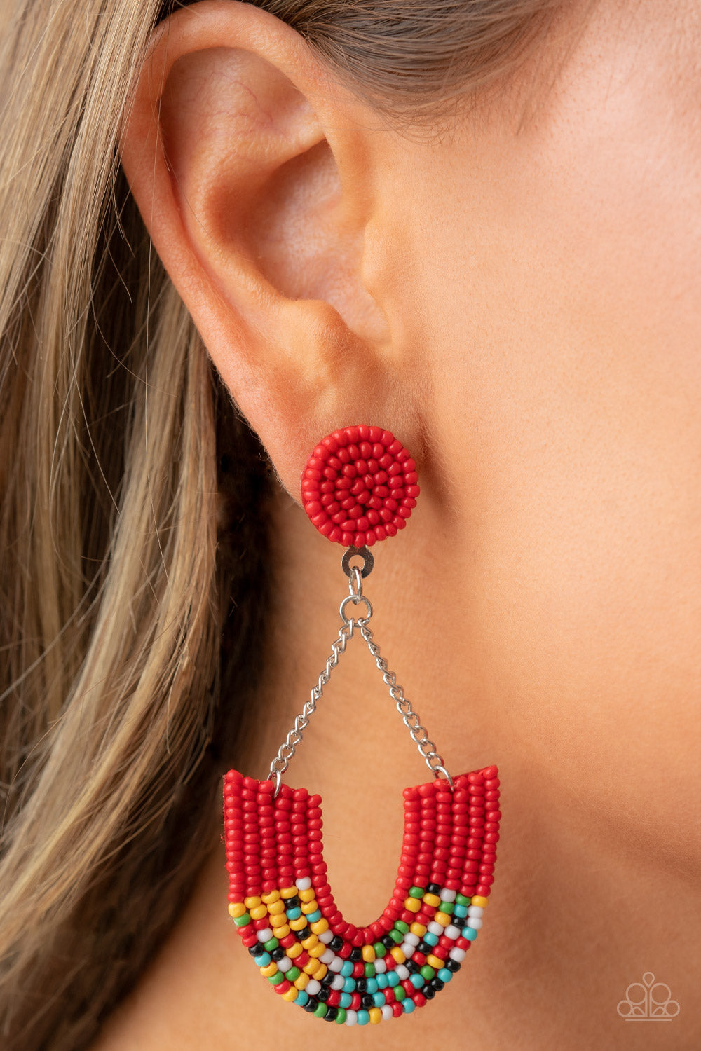 Paparazzi - Make it RAINBOW - Red Earrings  #1740