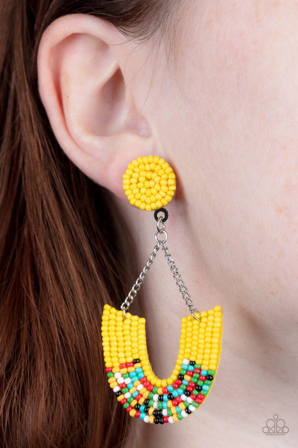 Paparazzi - Make it RAINBOW - Yellow Earrings #0911