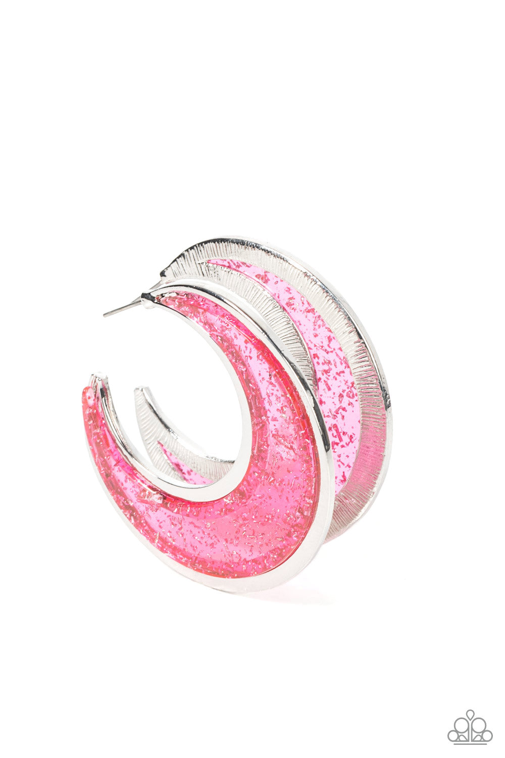 Paparazzi - Charismatically Curvy - Pink Earrings  #0843