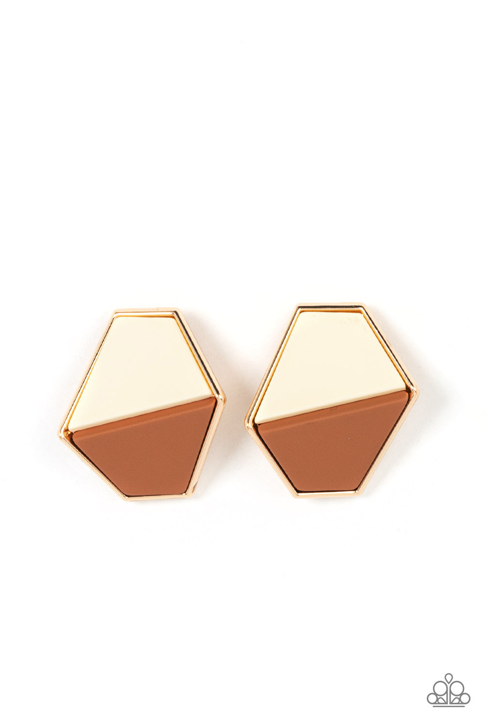 Paparazzi - Generically Geometric - Brown Earrings #1919