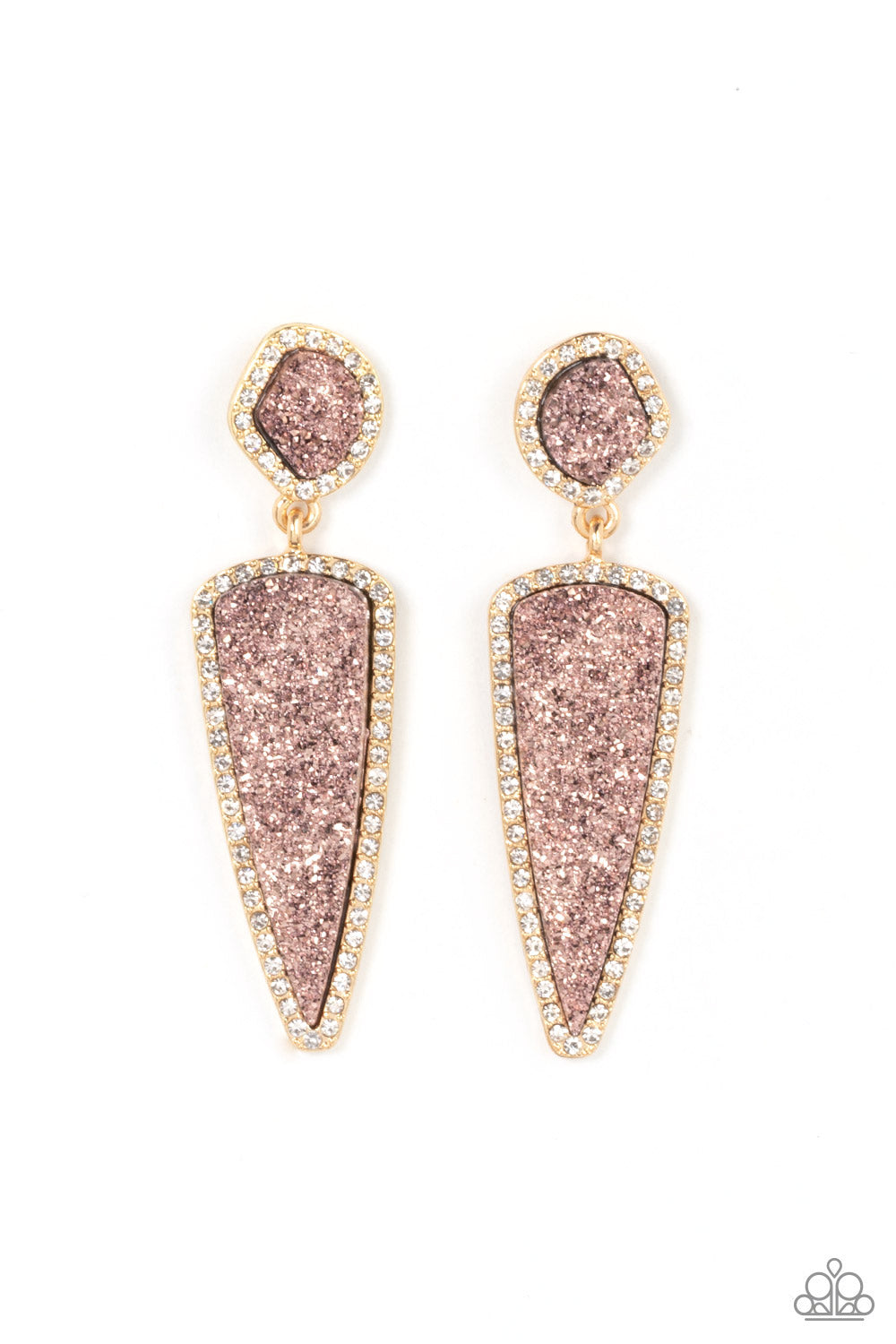 Paparazzi - Druzy Desire - Gold Earrings #1281