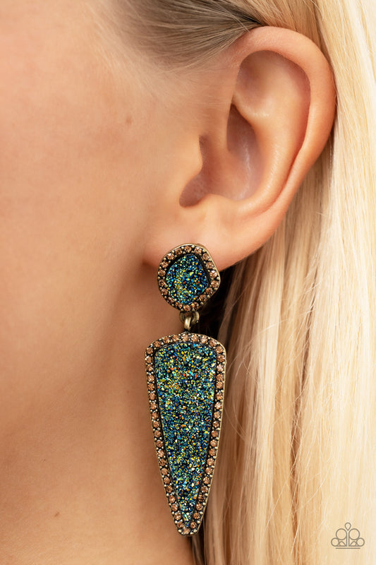 Paparazzi - Druzy Desire - Brass Earrings #1913