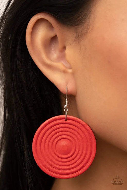 Paparazzi - Caribbean Cymbal - Red Earrings W #063