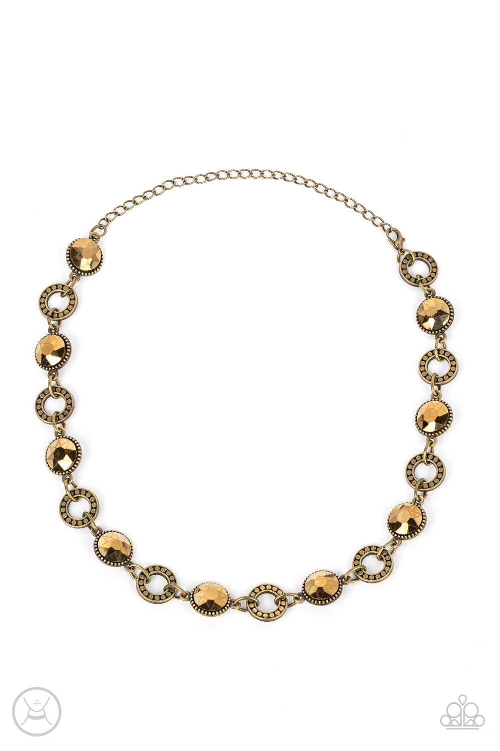 Paparazzi - Rhinestone Rollout - Brass Necklaces  #1517