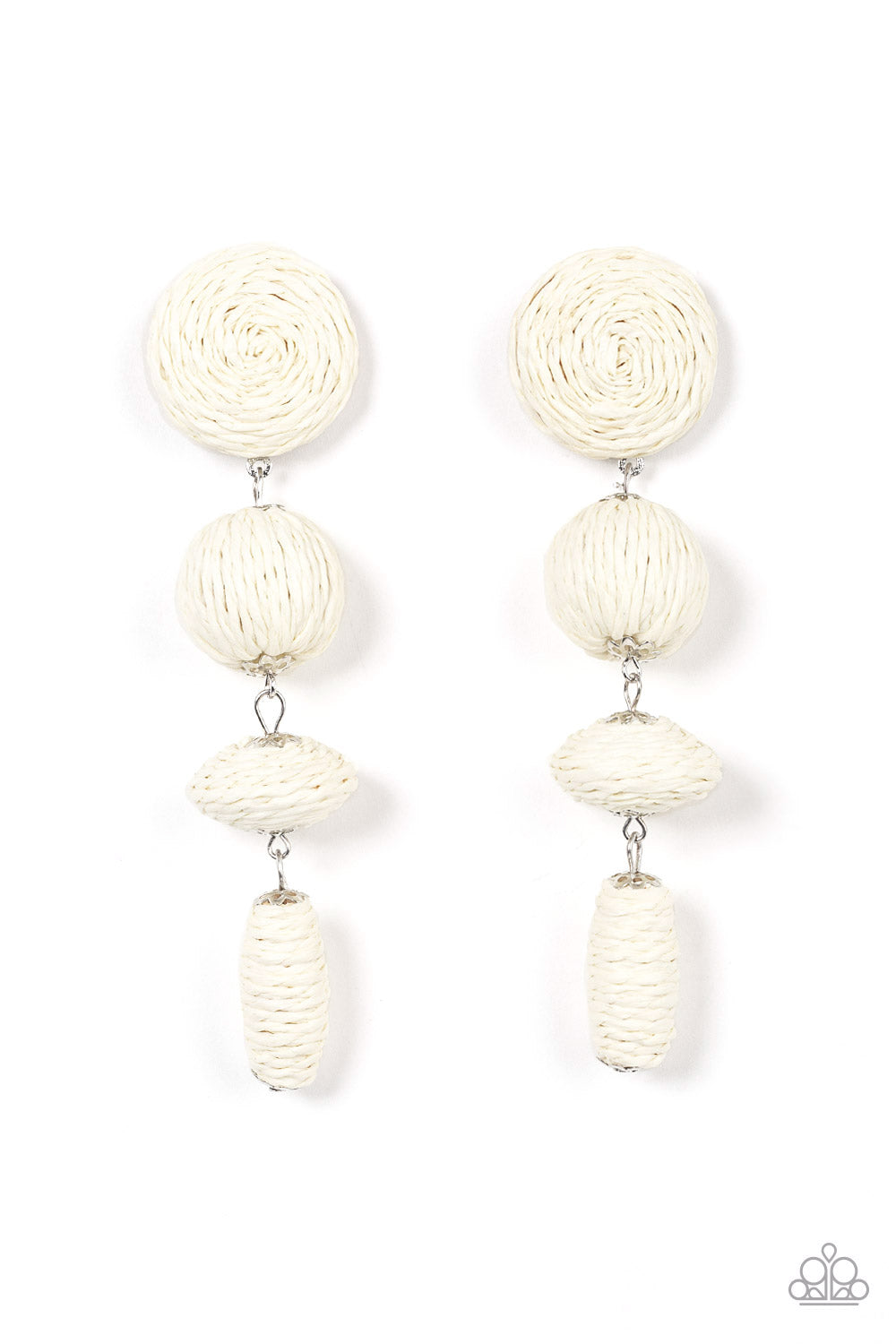 Paparazzi - Twine Tango - White Earrings #1284