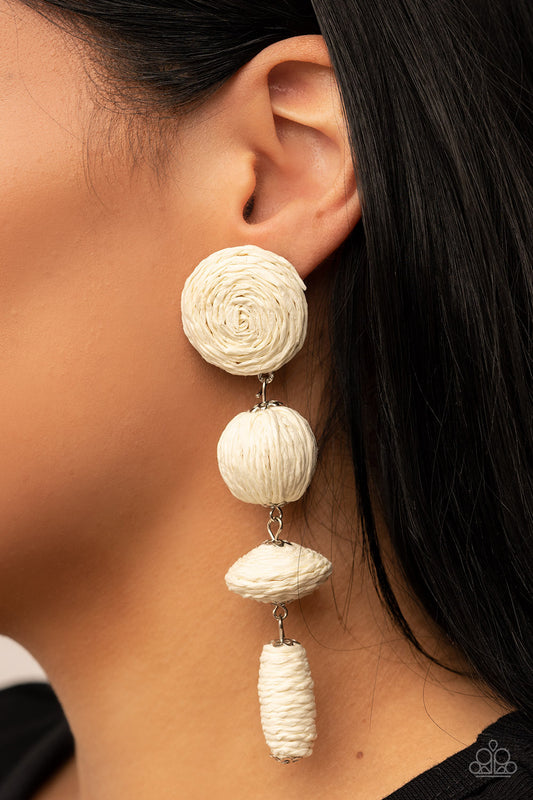 Paparazzi - Twine Tango - White Earrings #1284