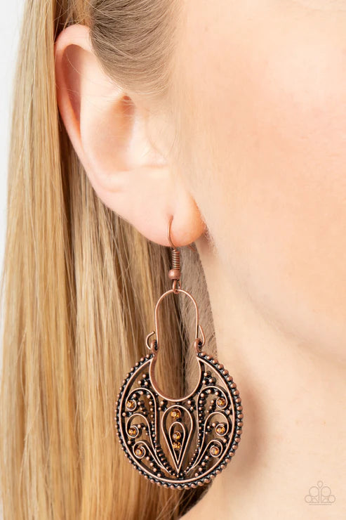 Paparazzi - Vineyard Villa - Copper Earrings #2045