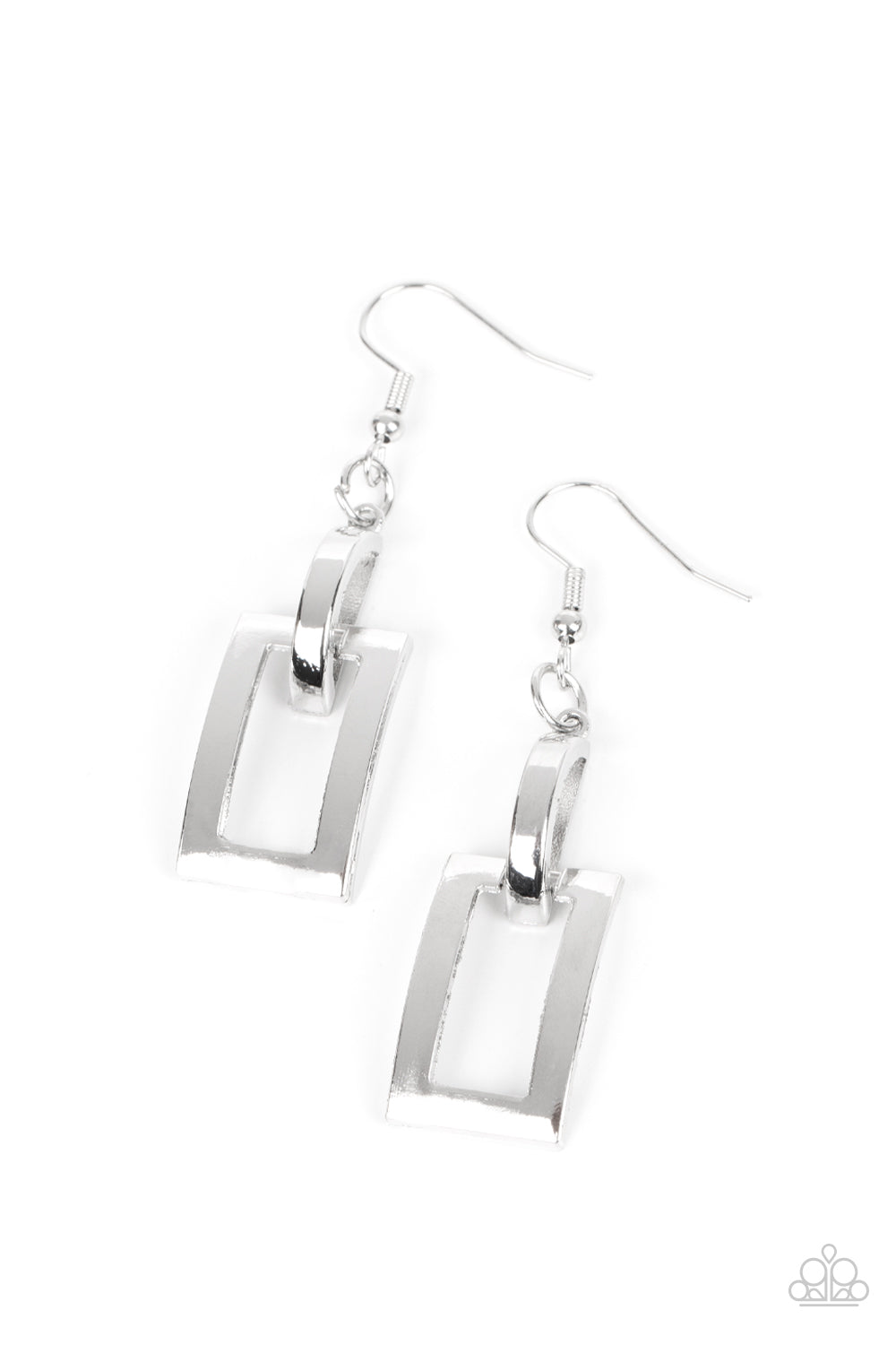 Paparazzi - Blazing Buckles - Silver Earrings #1287