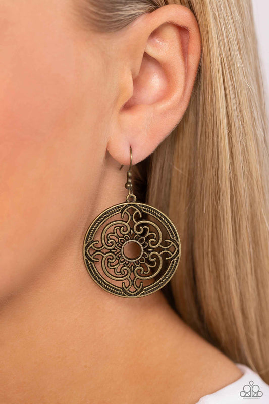 Paparazzi - Mandala Meditation - Brass Earrings  #2232