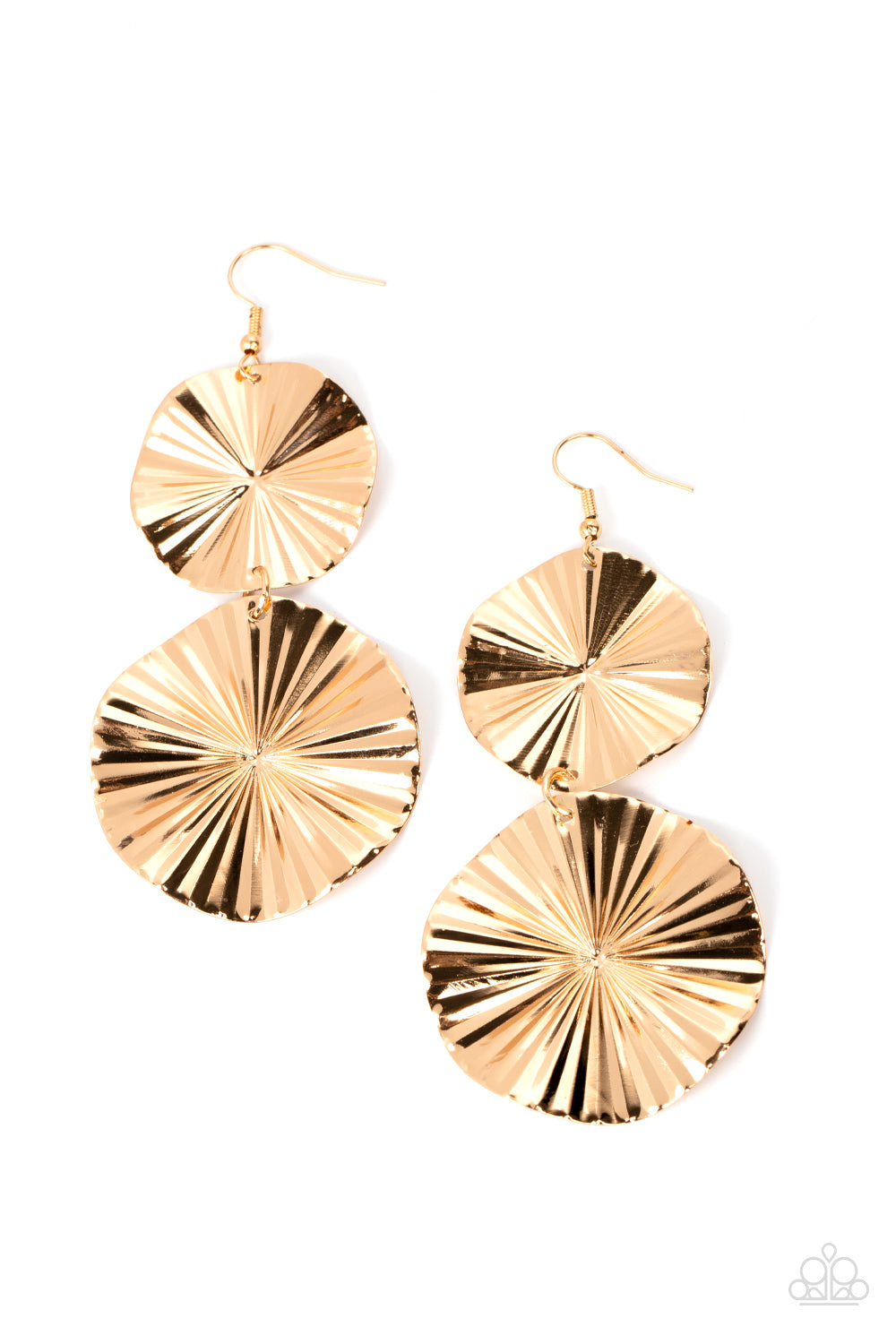 Paparazzi - In Your Wildest FAN-tasy - Gold Earrings  #1914