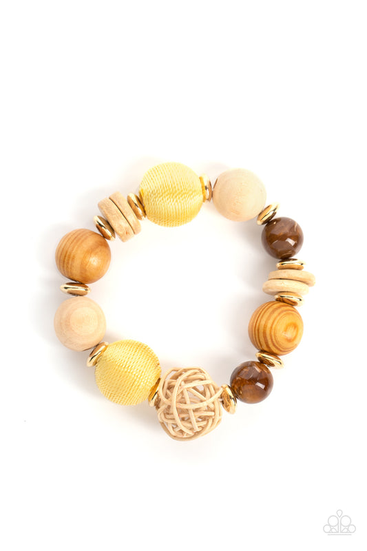 Paparazzi - Happily Homespun - Yellow Bracelets  #1123