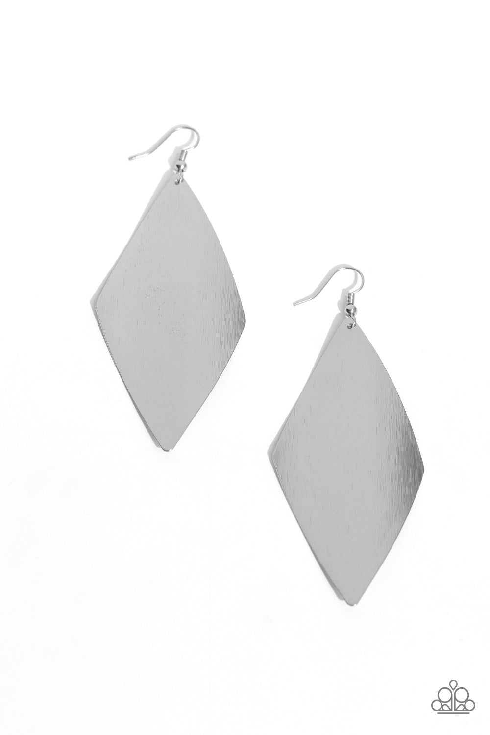 Paparazzi - Retro Rally - Silver Earrings  #0873