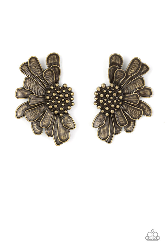 Paparazzi - Farmstead Meadow - Brass Earrings  #1866