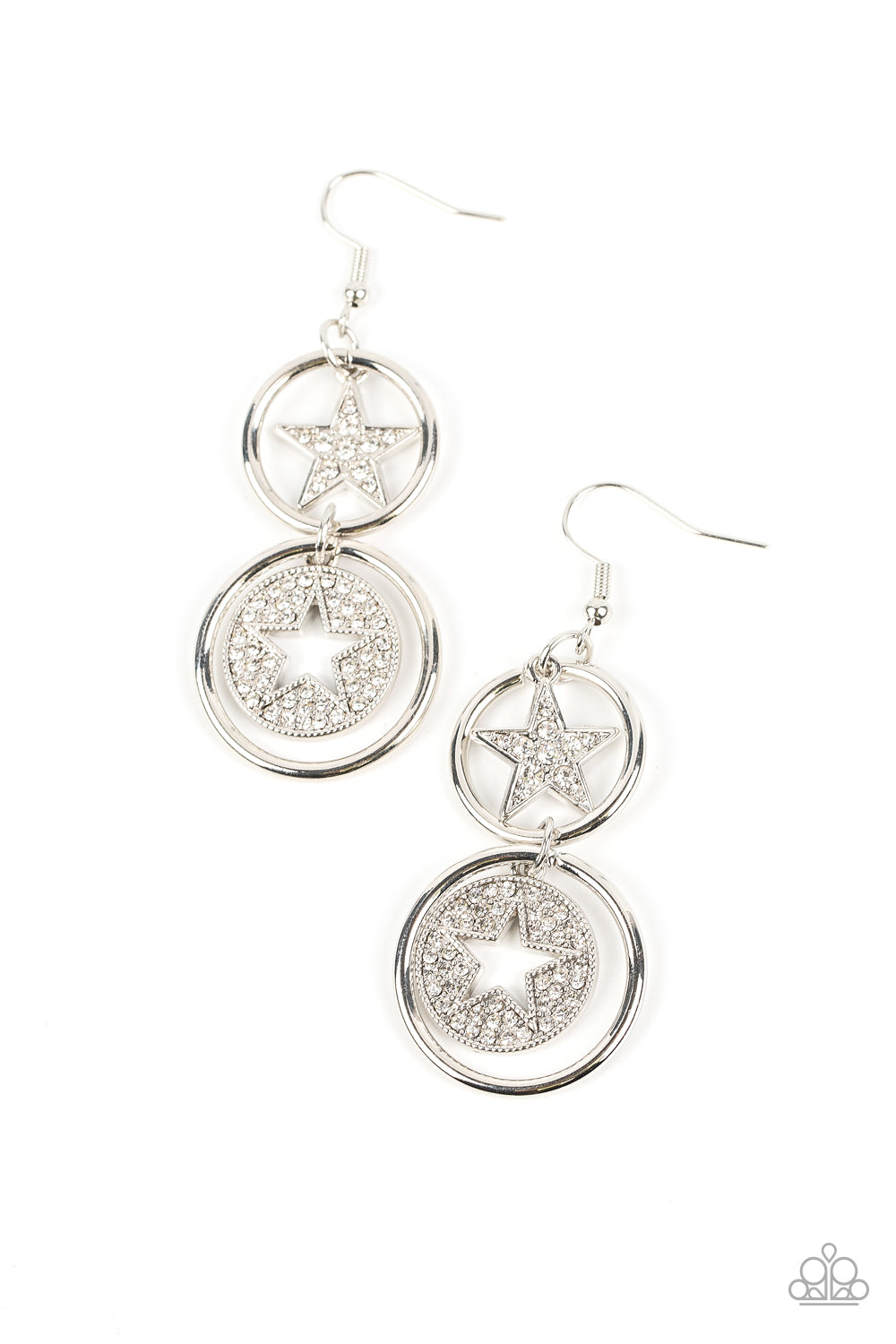 Paparazzi - Liberty and SPARKLE for All - White Earrings  #1814