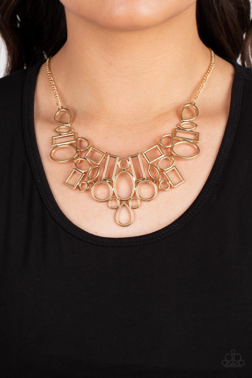 Paparazzi - Geometric Grit - Gold Necklaces #0387