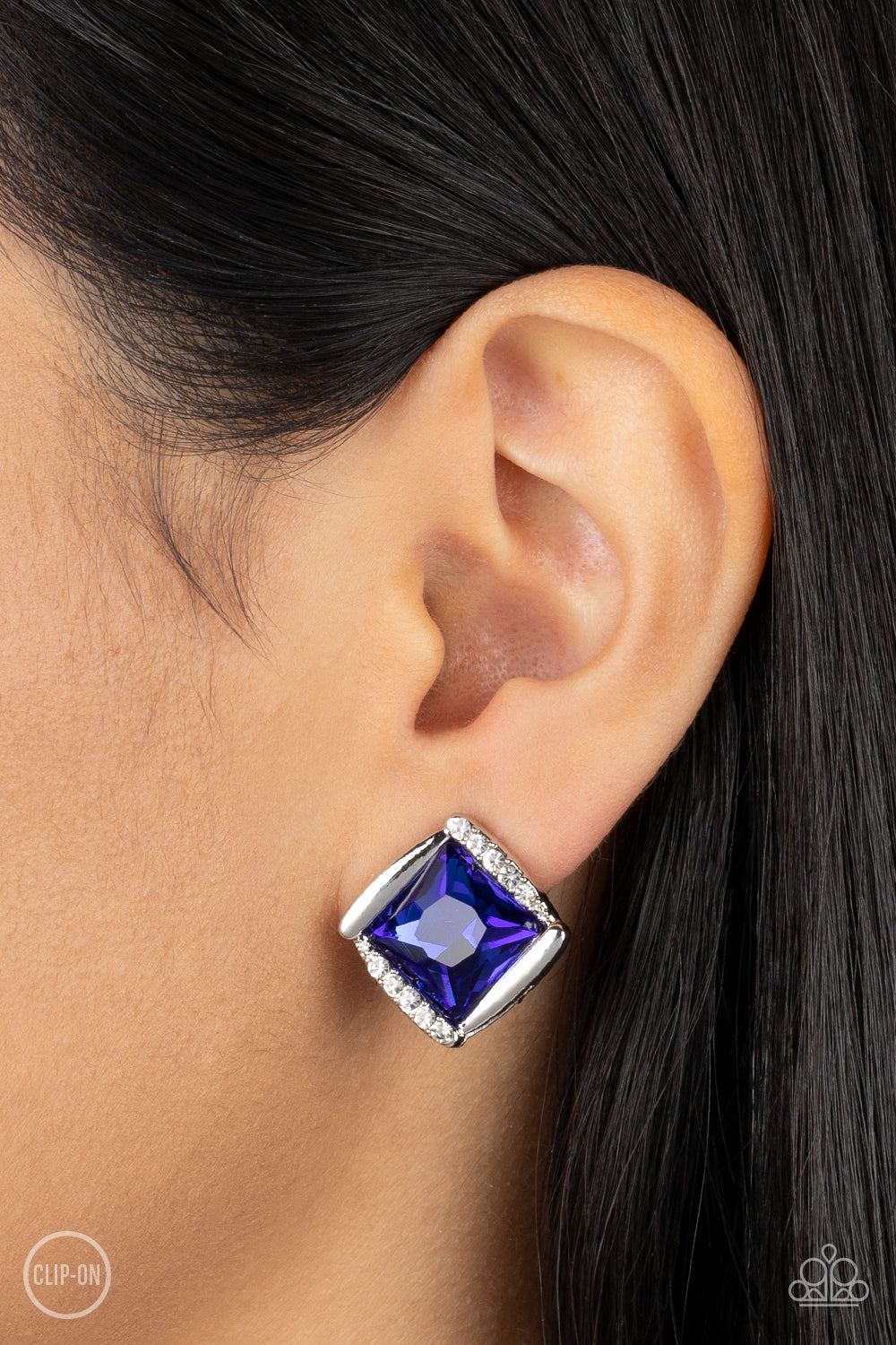 Paparazzi - Sparkle Squared - Blue Earrings  #2077