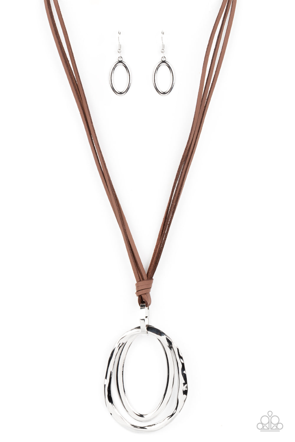 Paparazzi - Long OVAL-due - Brown Necklaces  #0100