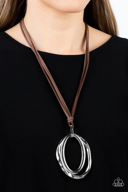 Paparazzi - Long OVAL-due - Brown Necklaces  #0100