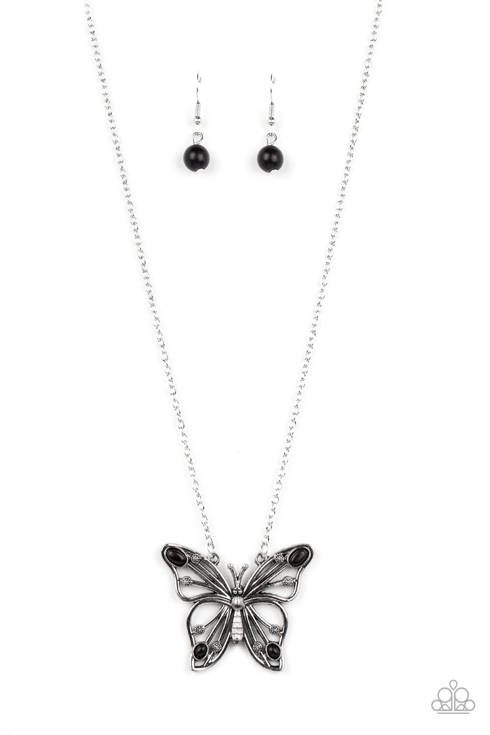 Paparazzi - Badlands Butterfly - Black Necklaces  #1436