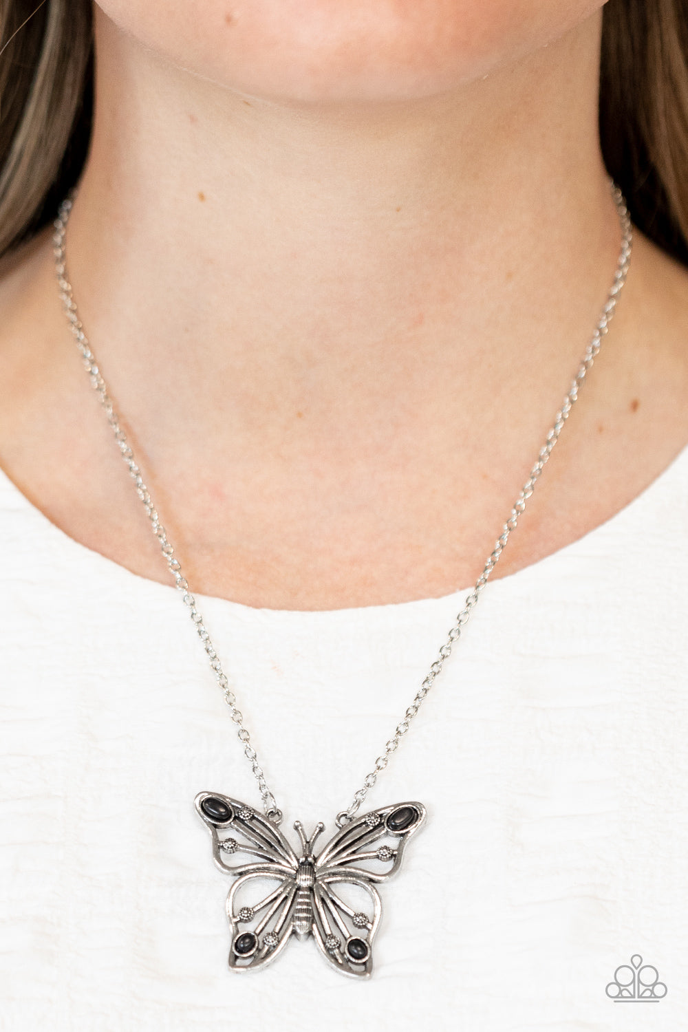 Paparazzi - Badlands Butterfly - Black Necklaces  #1436