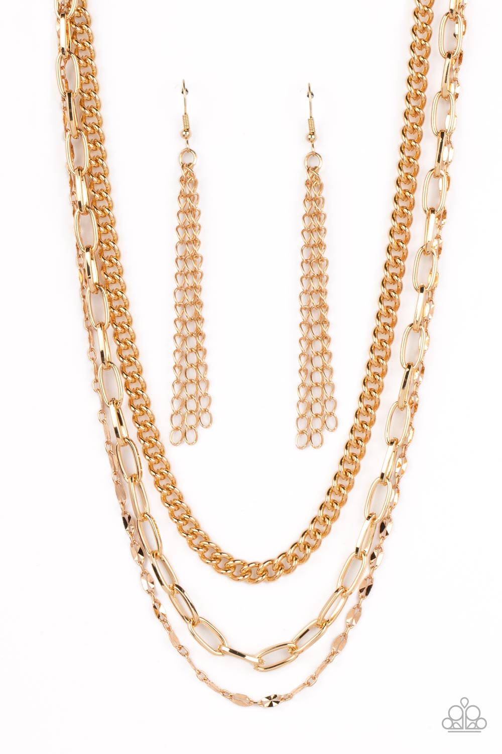 Paparazzi - Galvanized Grit - Gold Necklace  #1586