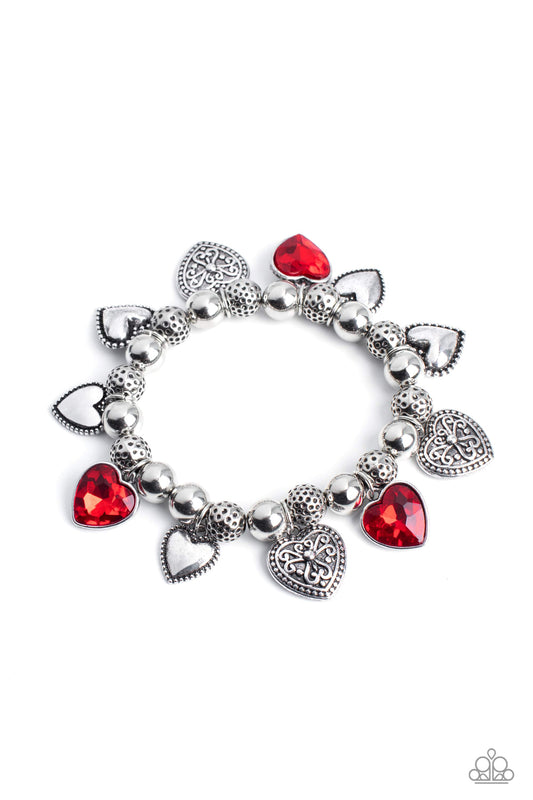 Paparazzi - Charming Crush - Red Bracelets #1230