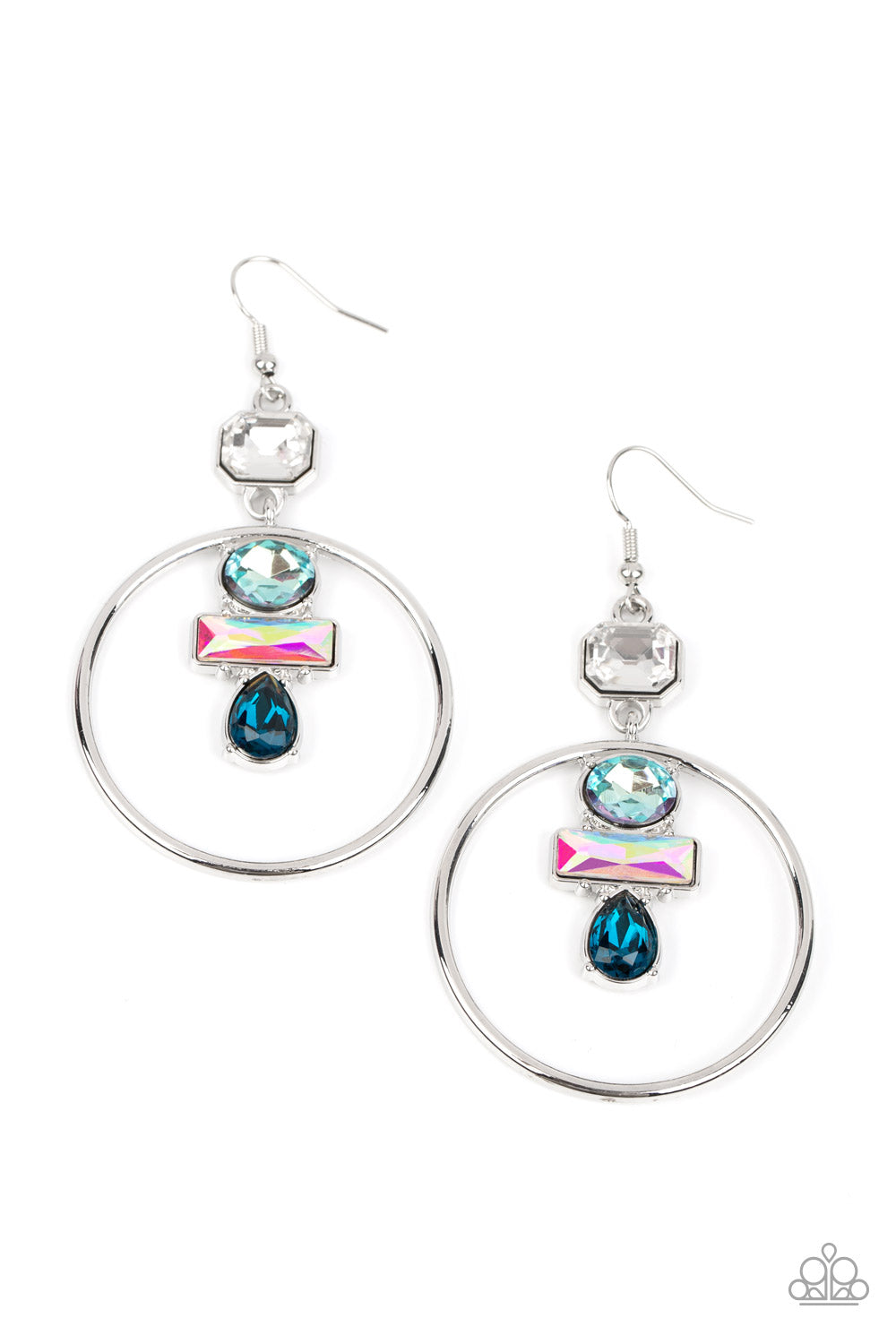 Paparazzi - Geometric Glam - Blue Earrings