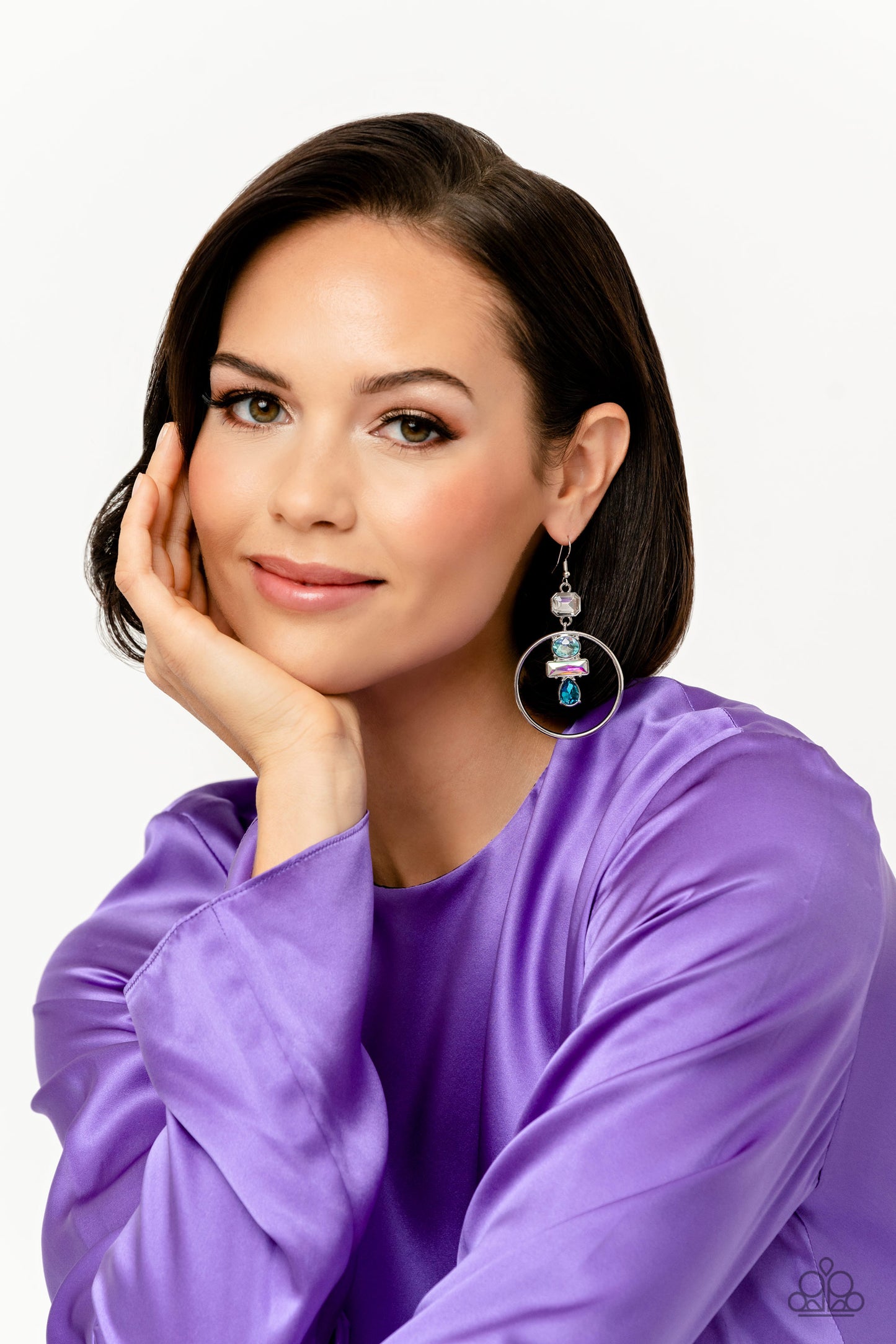 Paparazzi - Geometric Glam - Blue Earrings