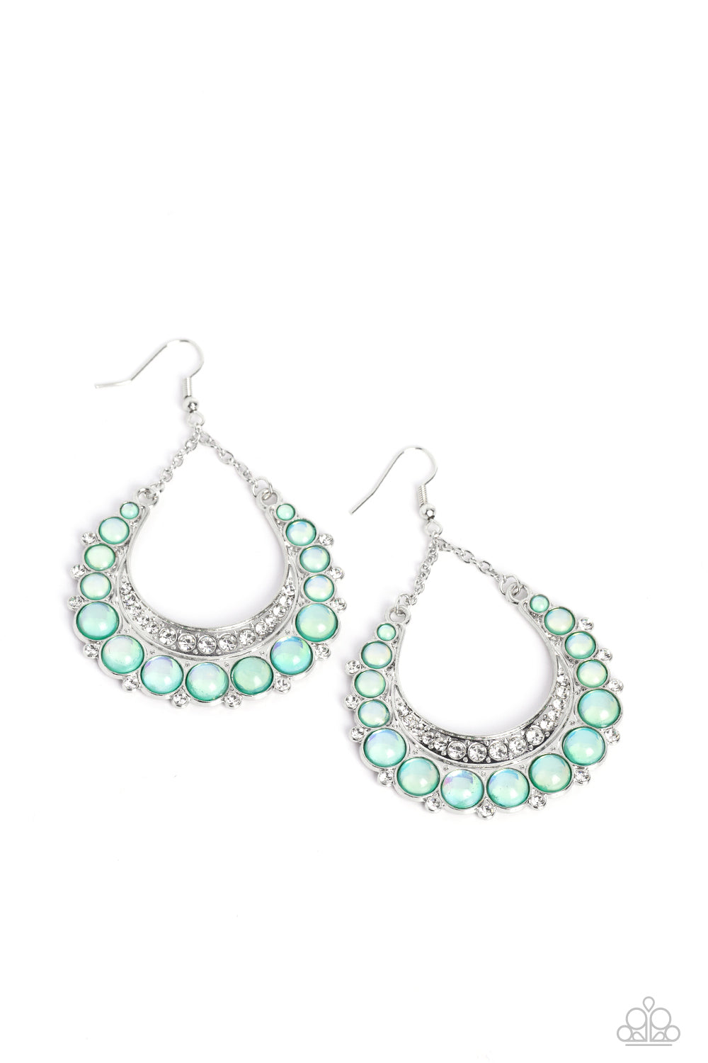Paparazzi - Bubbly Bling - Green Earrings #2028