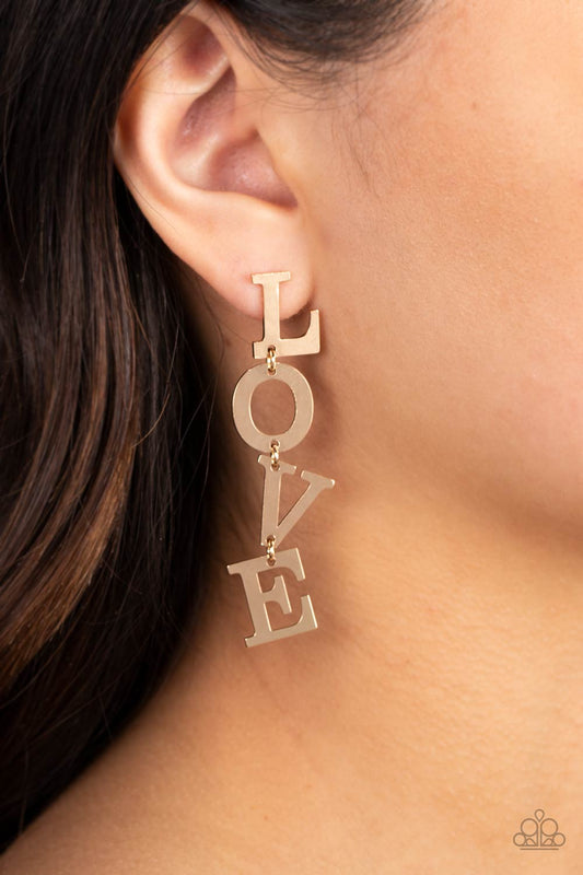 Paparazzi - L-O-V-E - Gold Earrings #1800