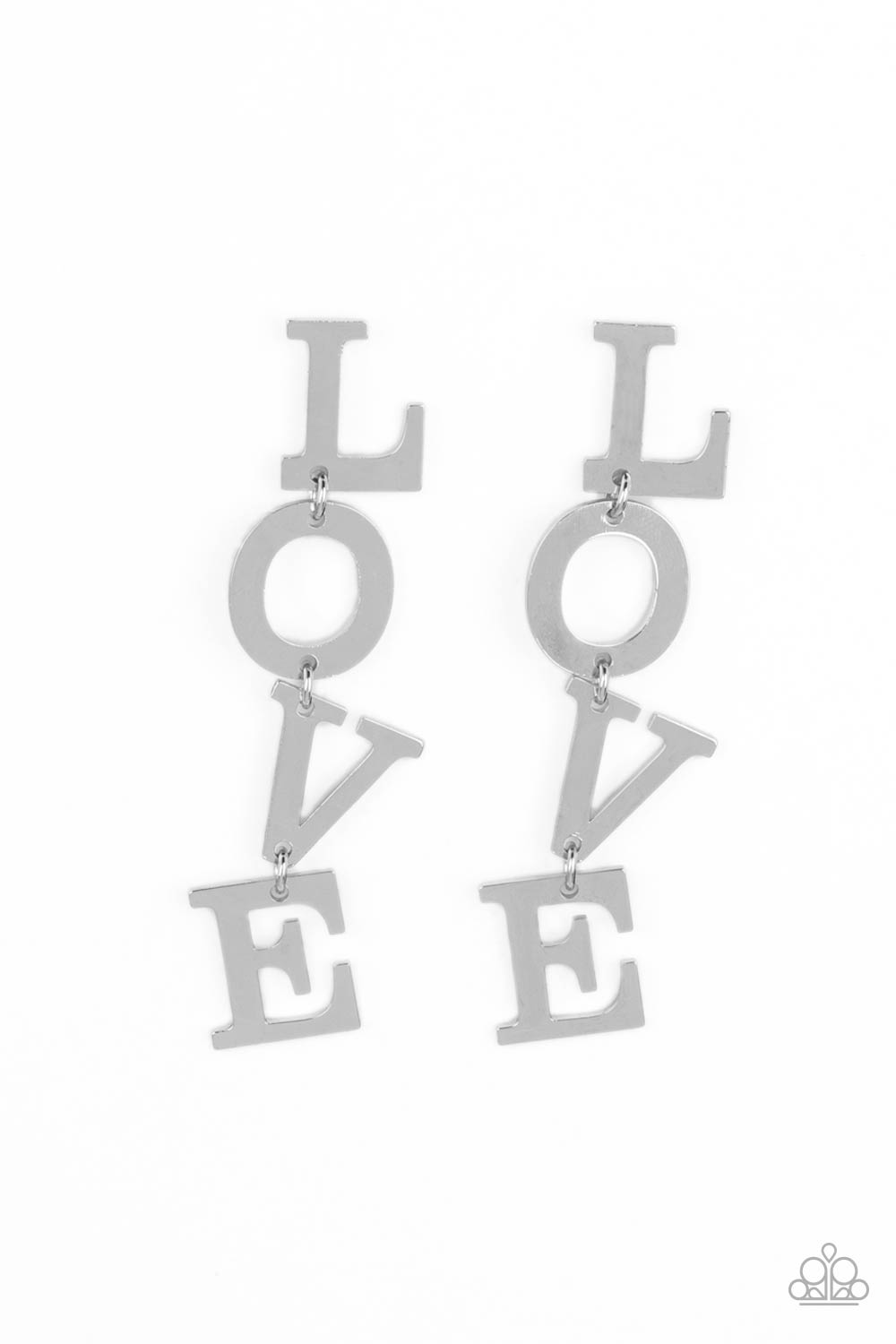 Paparazzi - L-O-V-E - Silver Earrings  #0757