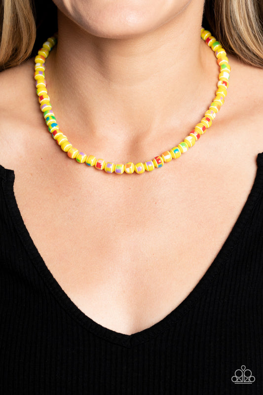 Paparazzi - Gobstopper Glamour - Yellow Necklaces #1308