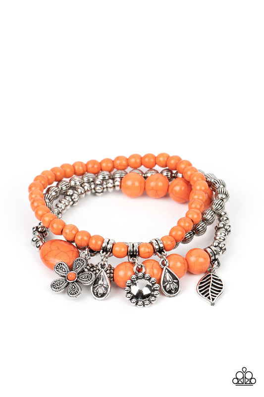 Paparazzi - Individual Inflorescence - Orange Bracelets #1165