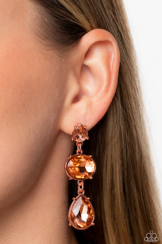 Paparazzi - Royal Appeal - Copper Earrings  #0786