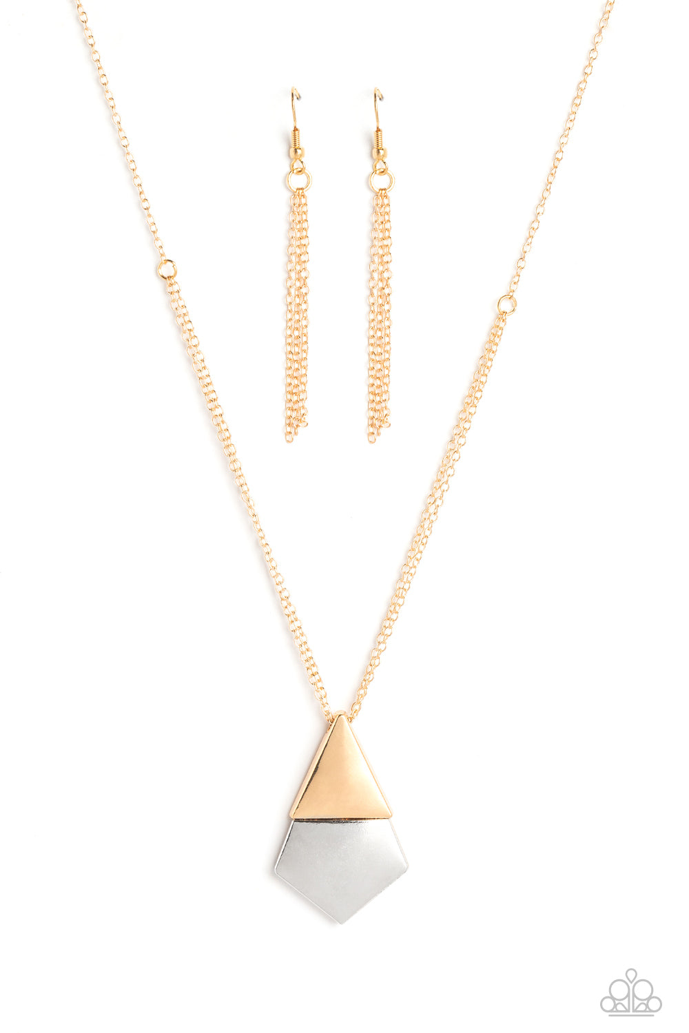 Paparazzi - Posh Pyramid - Gold Necklaces  #2108