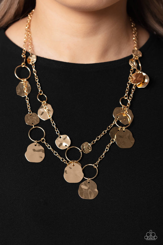 Paparazzi - Hammered Horizons - Gold Necklaces  #2146